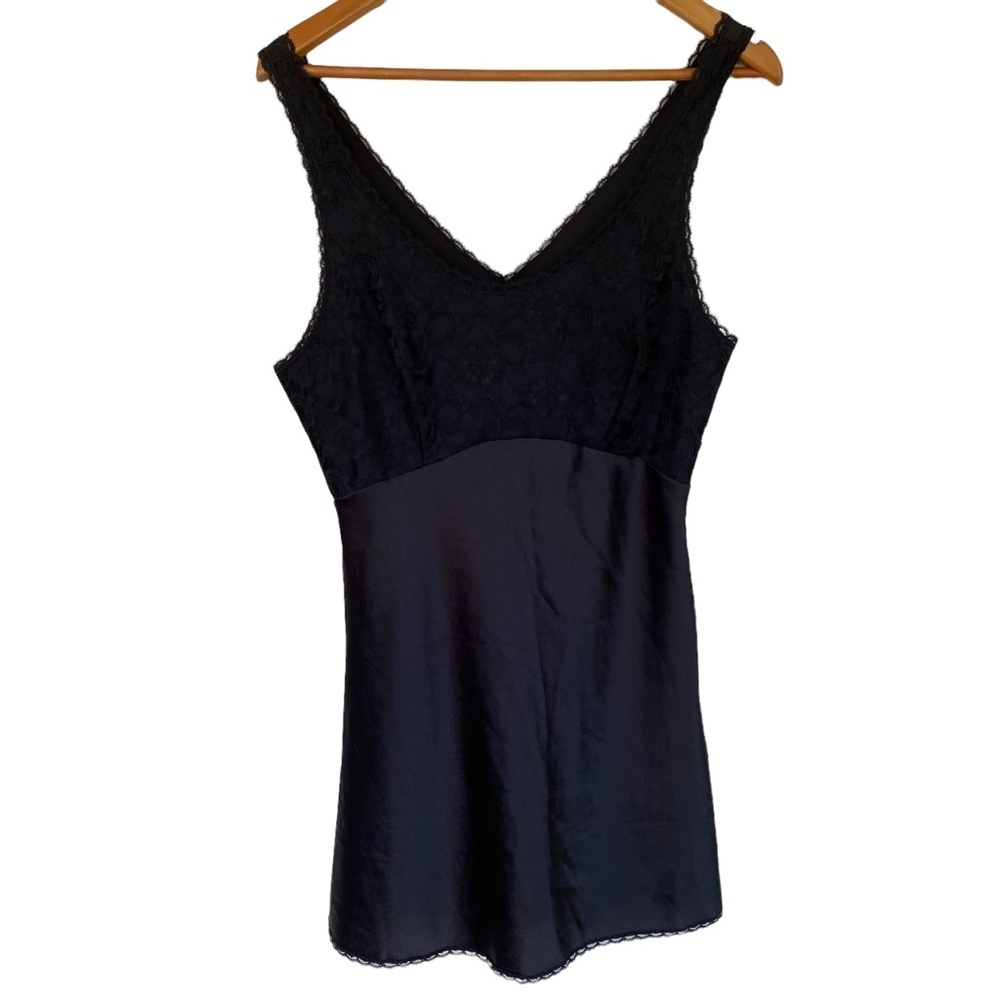 Vintage Black Sleeveless Nightie Slip Lace L